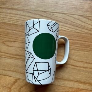 Geometric White and Green Starbucks Mug